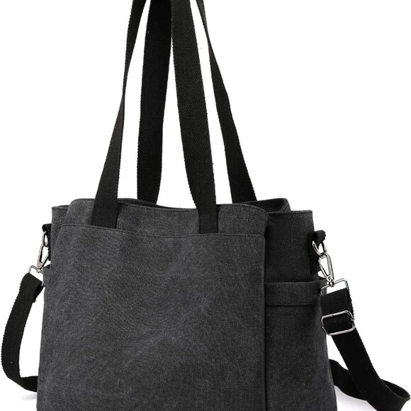 Canvas Hobo Handbag Large Multi Compartment Tote Purse for Women Travel Work - Picture 1 of 9